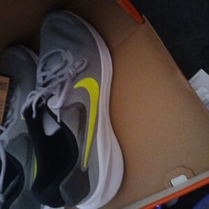 Nike Gray and Neon Yellow Athletic Shoes